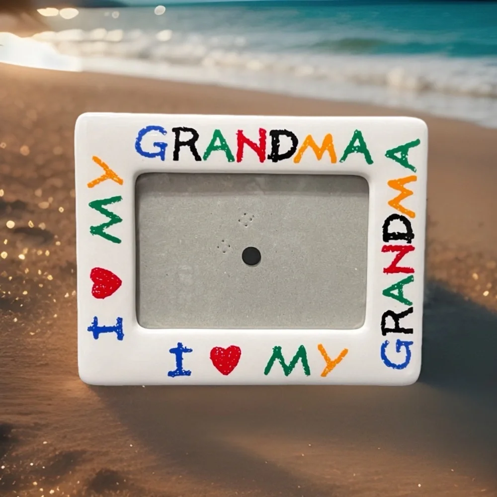 I Love My Grandma Colorful Ceramic Picture Frame Holds 4x6 Photo